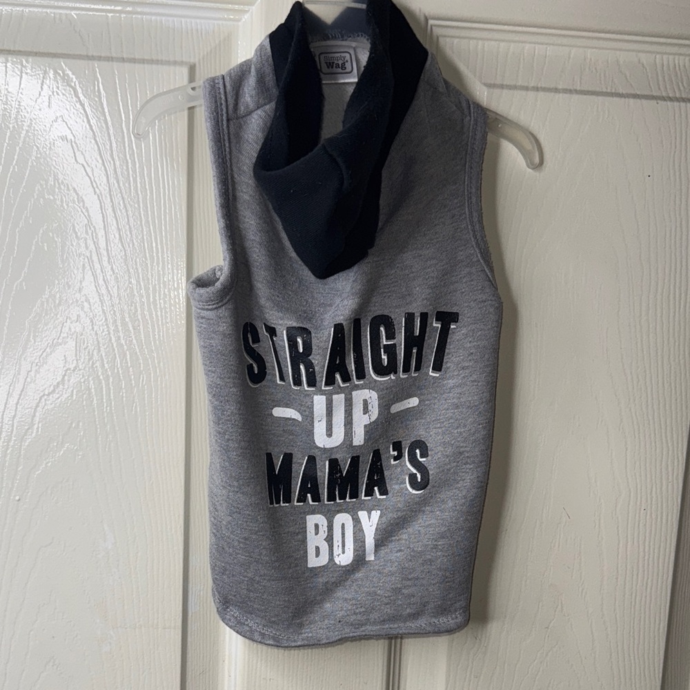 Gray and Black Dog Shirt with Text